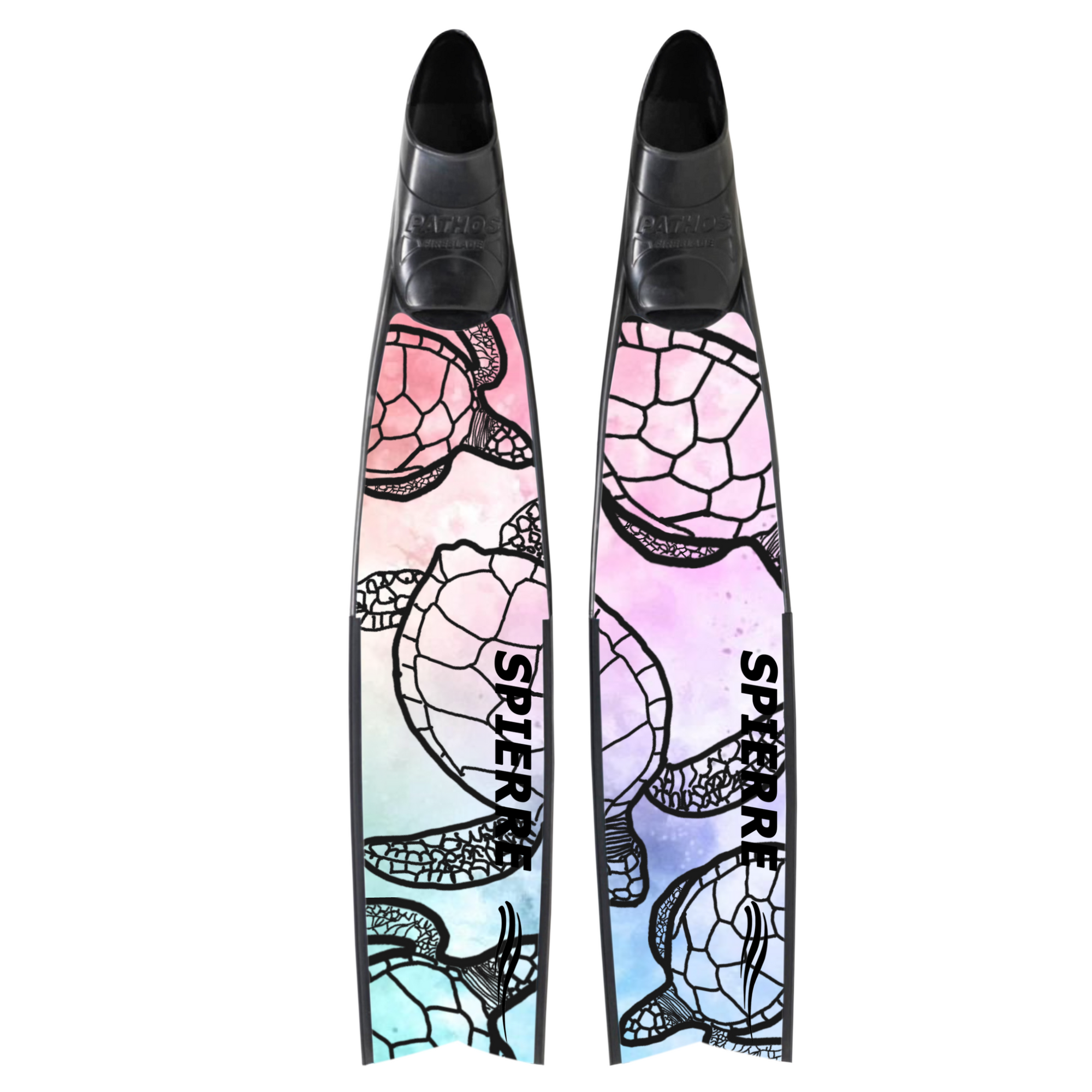 Carbon Art Turtle Tides Fin Blades - Apnea Range (Set/Pair) with black Pathos foot pockets